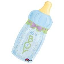 Babyflasche "It's a Boy" Hellblau Heliumballon – inkl. Band | Fertig gefüllt