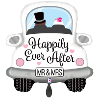 Auto - Wedding Ballon, Heliumgefüllt mit Dekoband