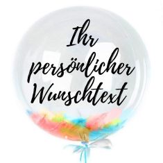 Clear Deco Bubble mit Federn oder Miniballons mit individuelle Inschrift, mit Helium